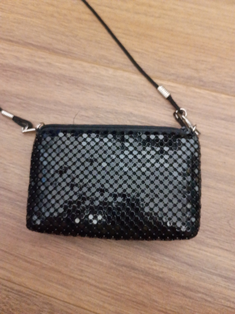 Black Sequin Wristlet Crossbody